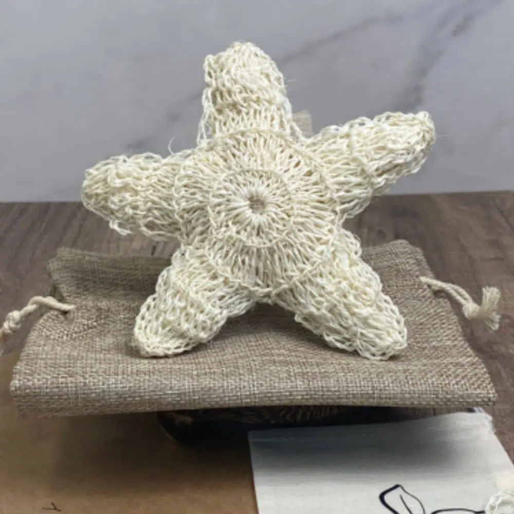 dish scrubbing loofah with natural fibers