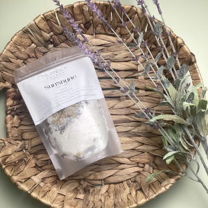 lavender oatmeal bath soak with chamomile and essential oils