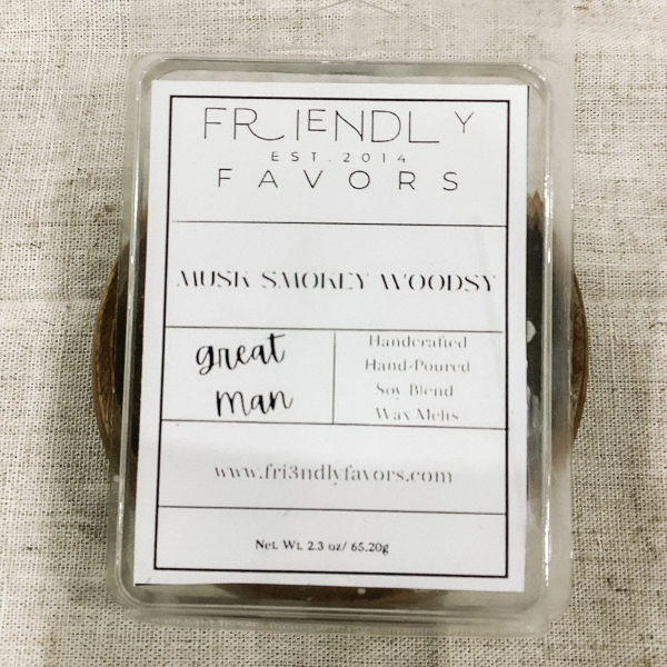 smokey woodsy musk masculine wax melt tarts